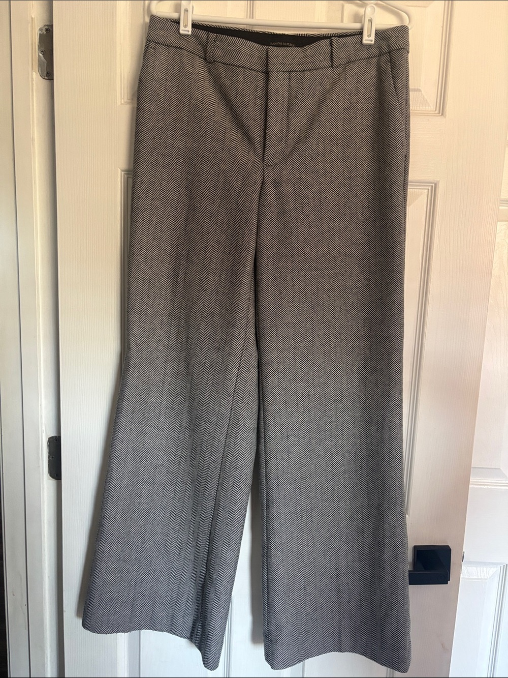 Banana Republic Wide Leg Herringbone Dress Pants - Gray